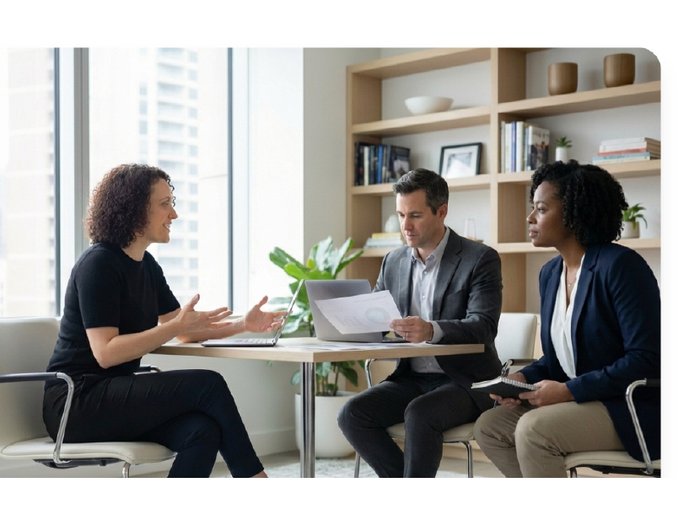 Andrea in a consulting meeting